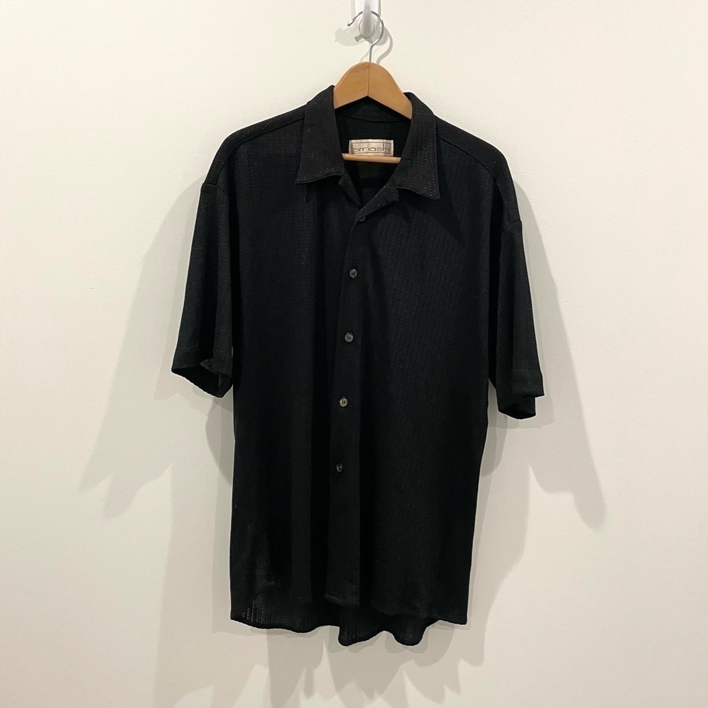 Smash Black Short Sleeve Button Up